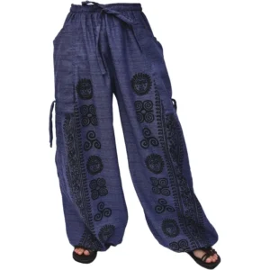 Casual Lounge Pants with 2 Pockets & Adjustable Length - Blue