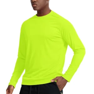 Men’s Long Sleeve Sun Protection Shirt for Running & Workout - Neon Green